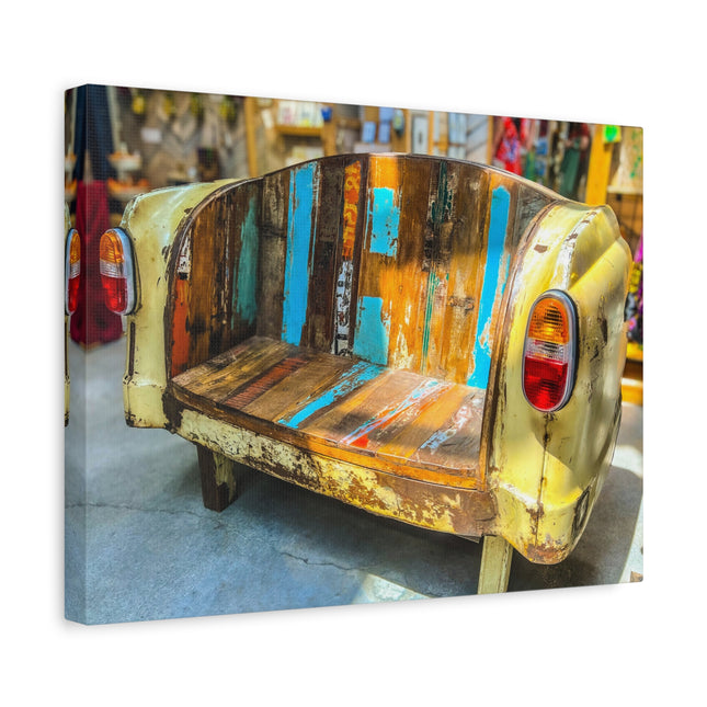 Toile murale rustique représentant un canapé de voiture vintage 