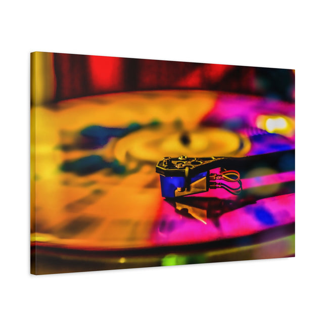 Toile colorée en forme de disque vinyle : idéale pour les mélomanes