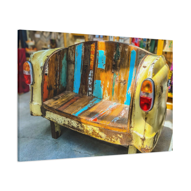 Toile murale rustique représentant un canapé de voiture vintage 
