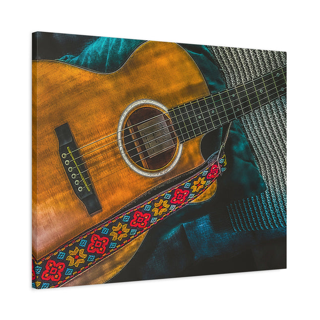 Toile murale avec guitare acoustique - Toile mate tendue pour les mélomanes