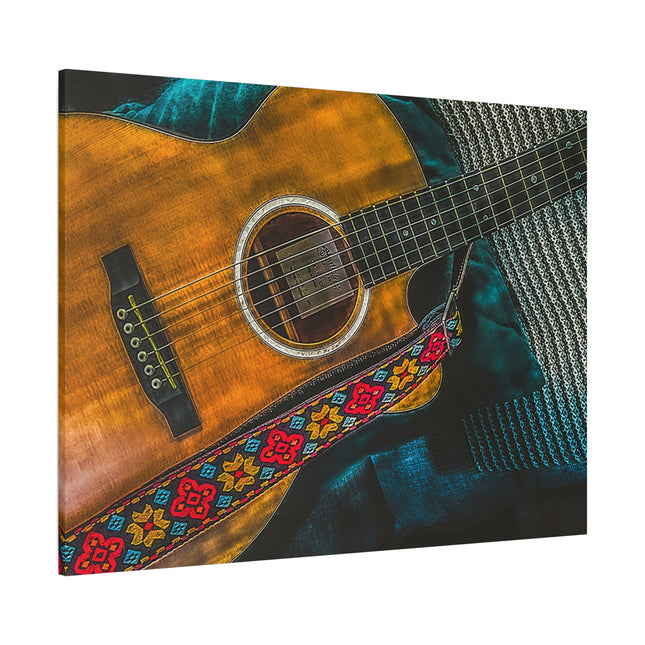 Toile murale avec guitare acoustique - Toile mate tendue pour les mélomanes