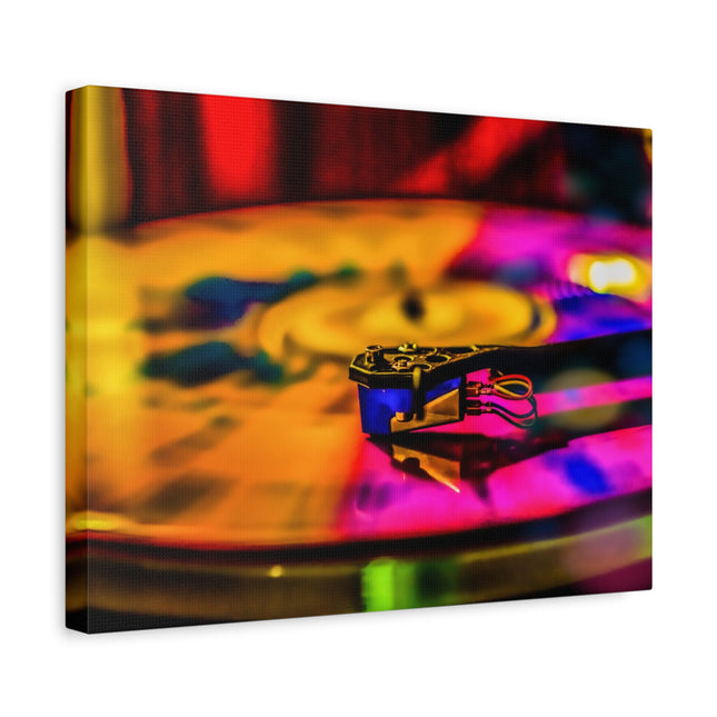 Toile colorée en forme de disque vinyle : idéale pour les mélomanes