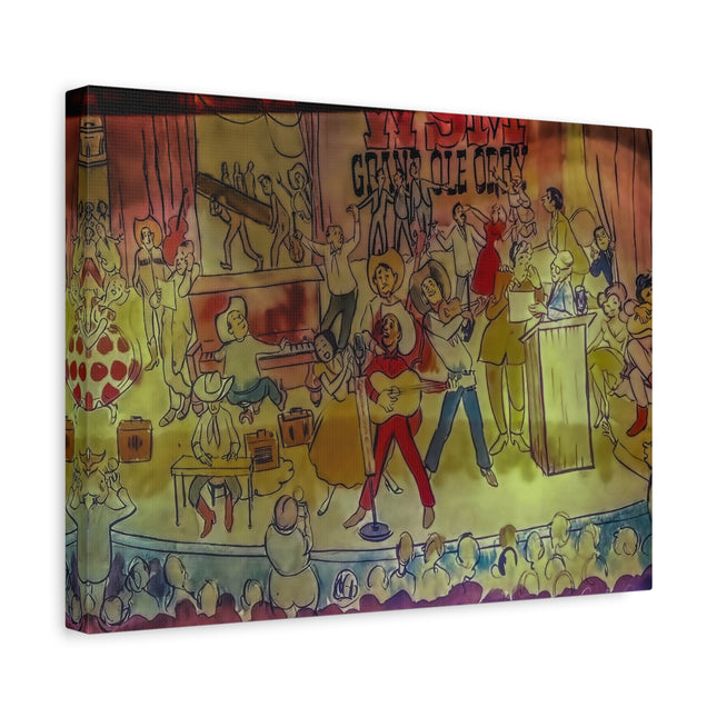 Toile murale colorée – Scène de spectacle musical vintage
