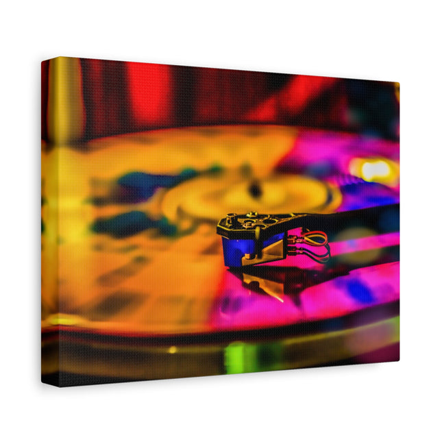 Toile colorée en forme de disque vinyle : idéale pour les mélomanes