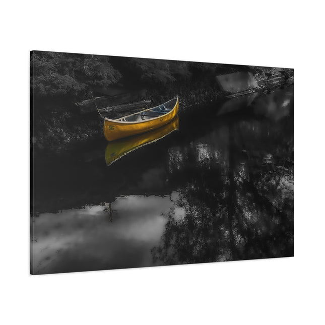 Toile murale représentant un canoë jaune serein