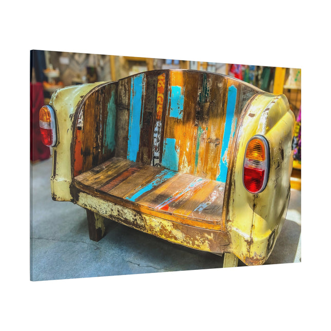 Toile murale rustique représentant un canapé de voiture vintage 