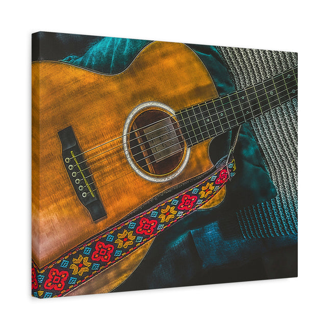 Toile murale avec guitare acoustique - Toile mate tendue pour les mélomanes